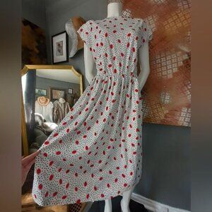 Vintage Eclectic Abstract Dot Dress - Red and White